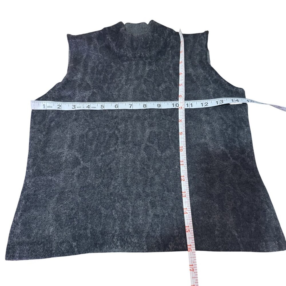 Vtg 90s Jone New York Womens Charcoal Gray Wool Animal Print Sleeveless Top M - Picture 5 of 7